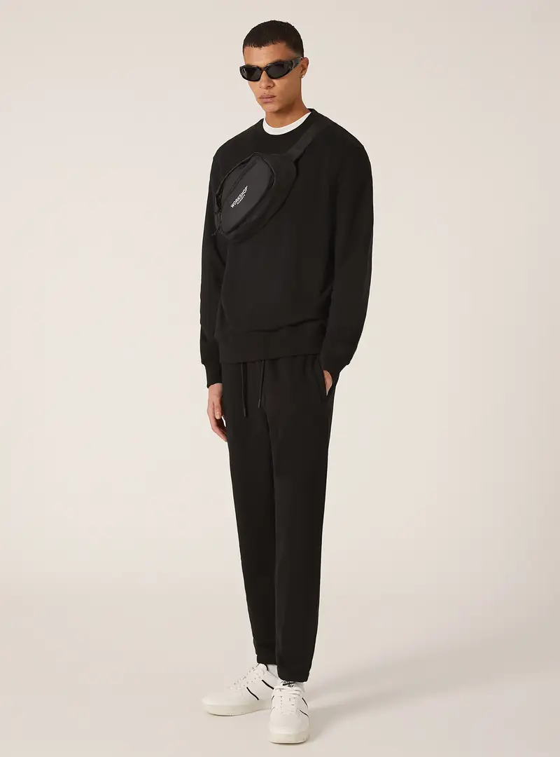 Felpa girocollo tinta unita BK1 BLACK