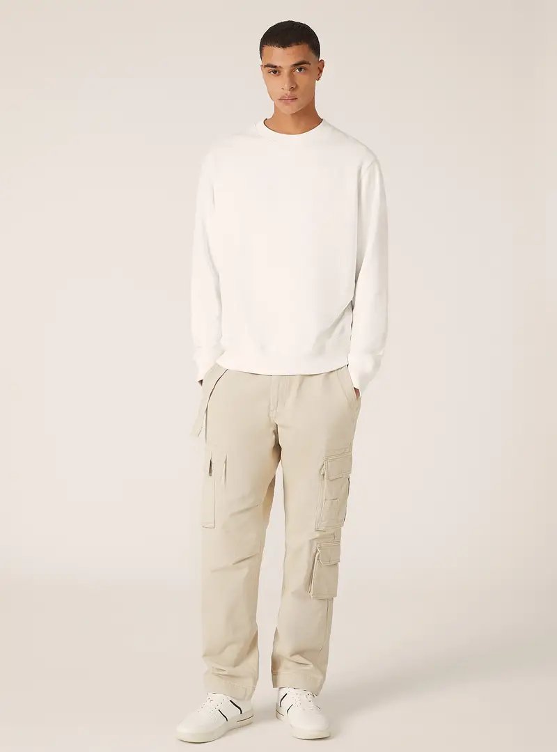 Felpa girocollo tinta unita WH1 WHITE