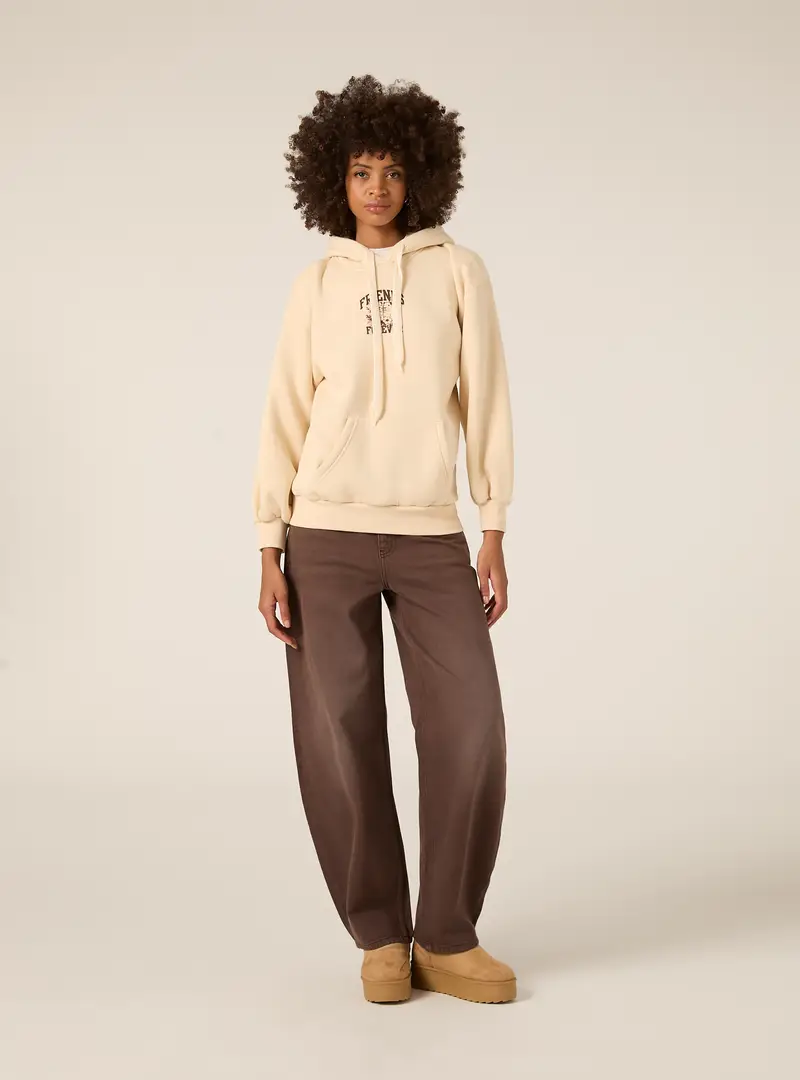 Felpa over con cappuccio e stampa