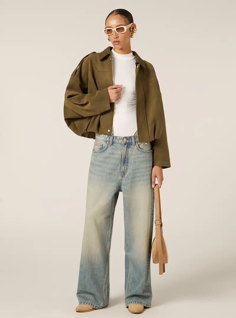 Giacca bomber effetto scamosciato