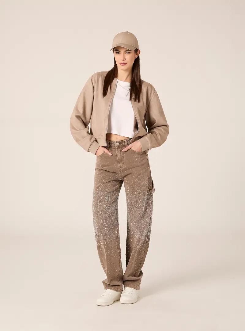 Giacca bomber in suede BR3 BROWN