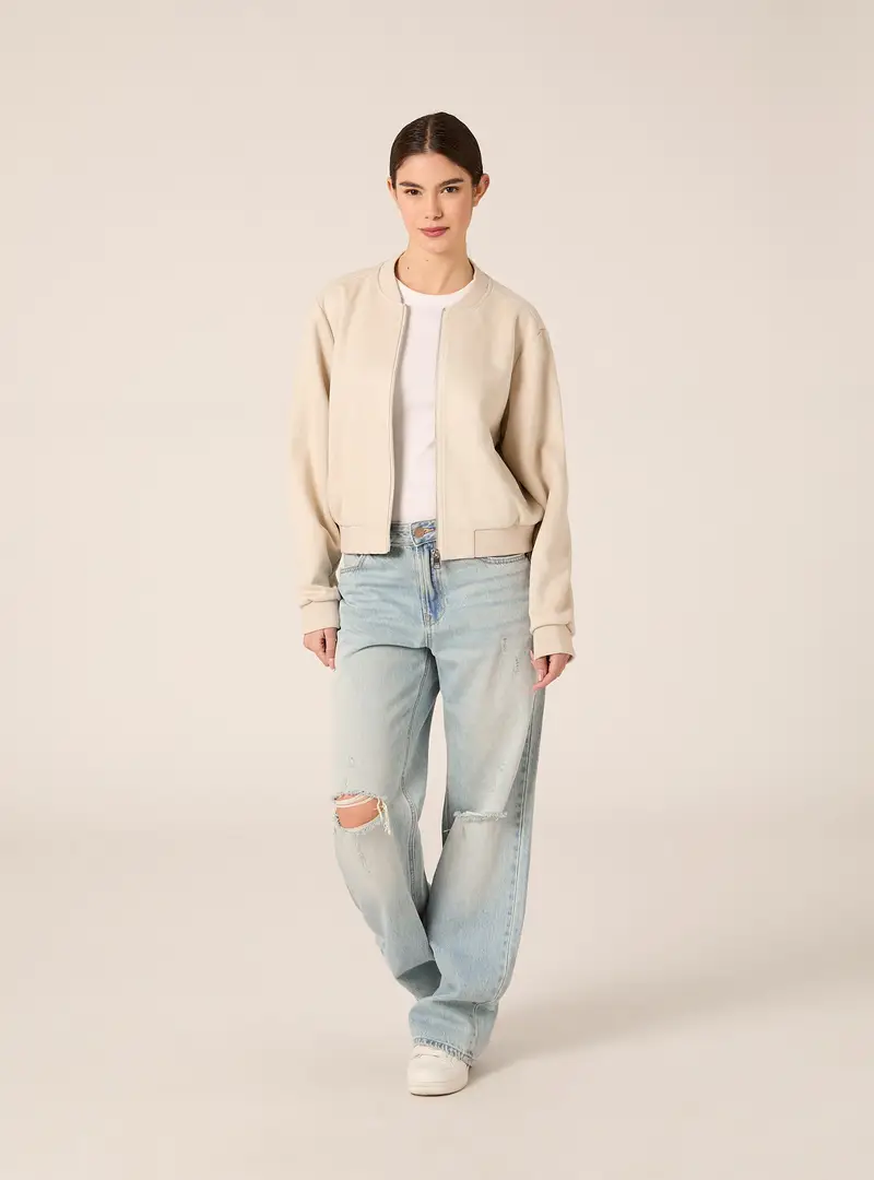 Giacca bomber in suede SA2 BEIGE