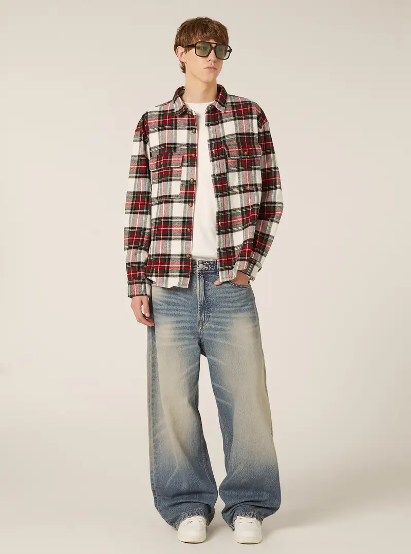 Giacca camicia a quadri in flanella WH1 WHITE