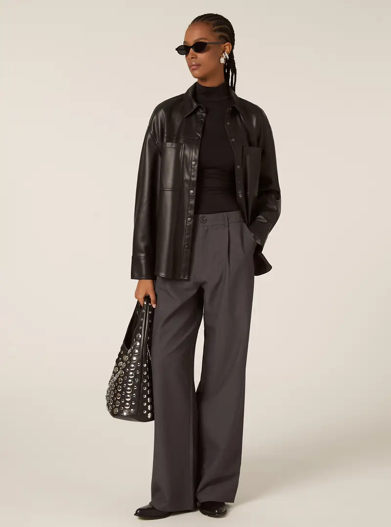 Giacca camicia effetto pelle BK1 BLACK