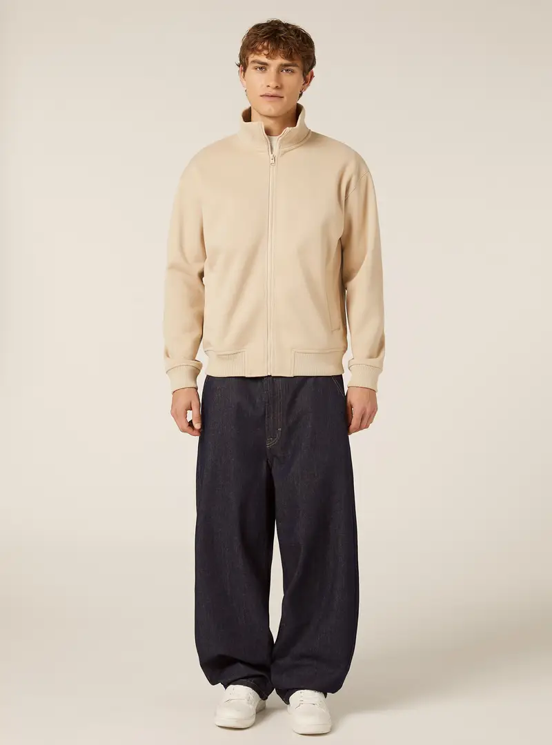 Giacca con zip mezzo collo BG3 BEIGE