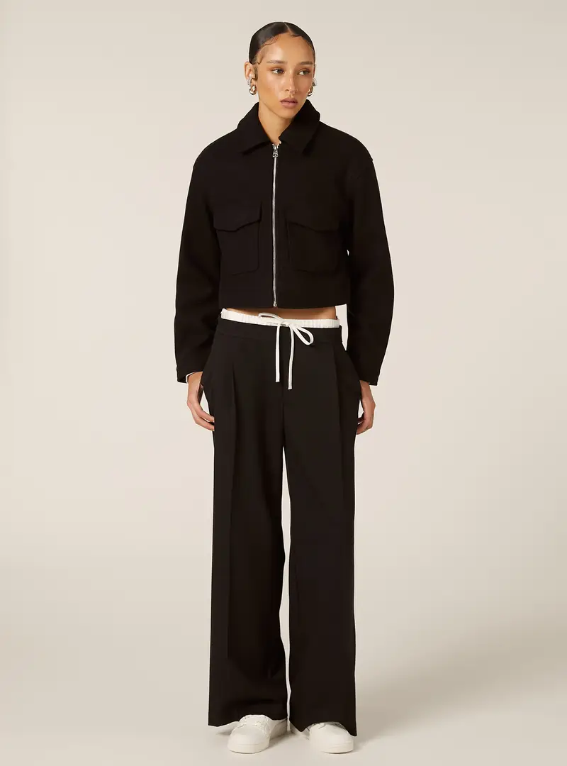 Giacca giubbotto cropped in panno