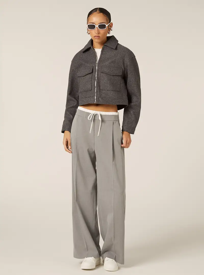 Giacca giubbotto cropped in panno