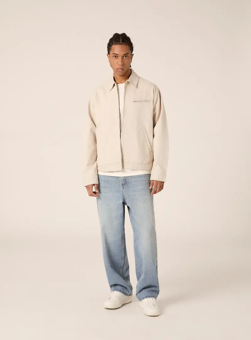 Giacca in canvas con colletto BG3 BEIGE