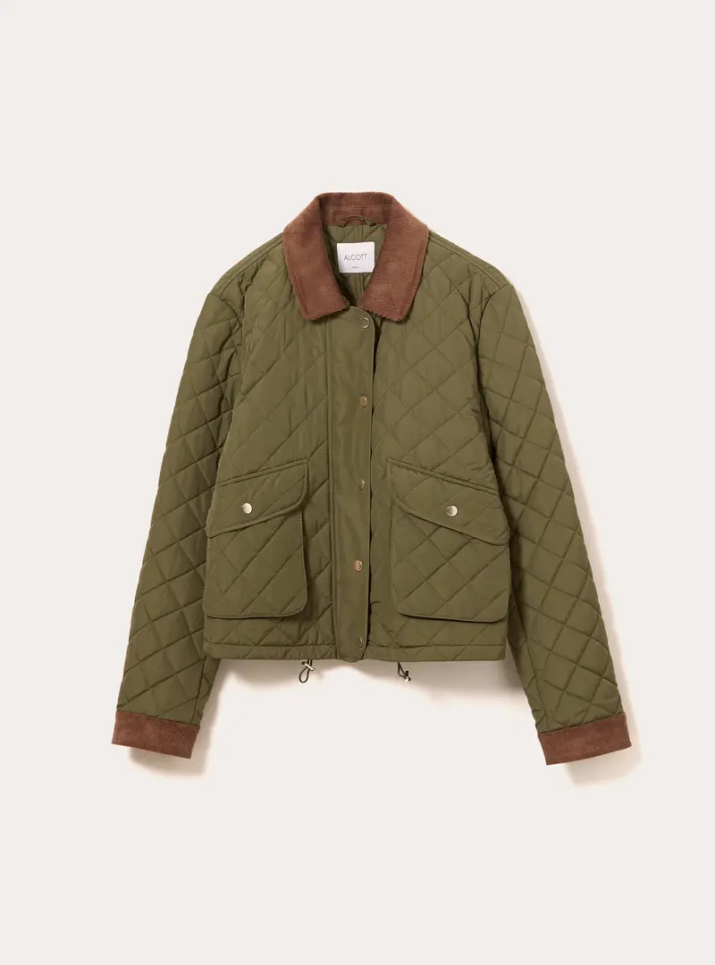 Giacca trapuntata con collo in velluto