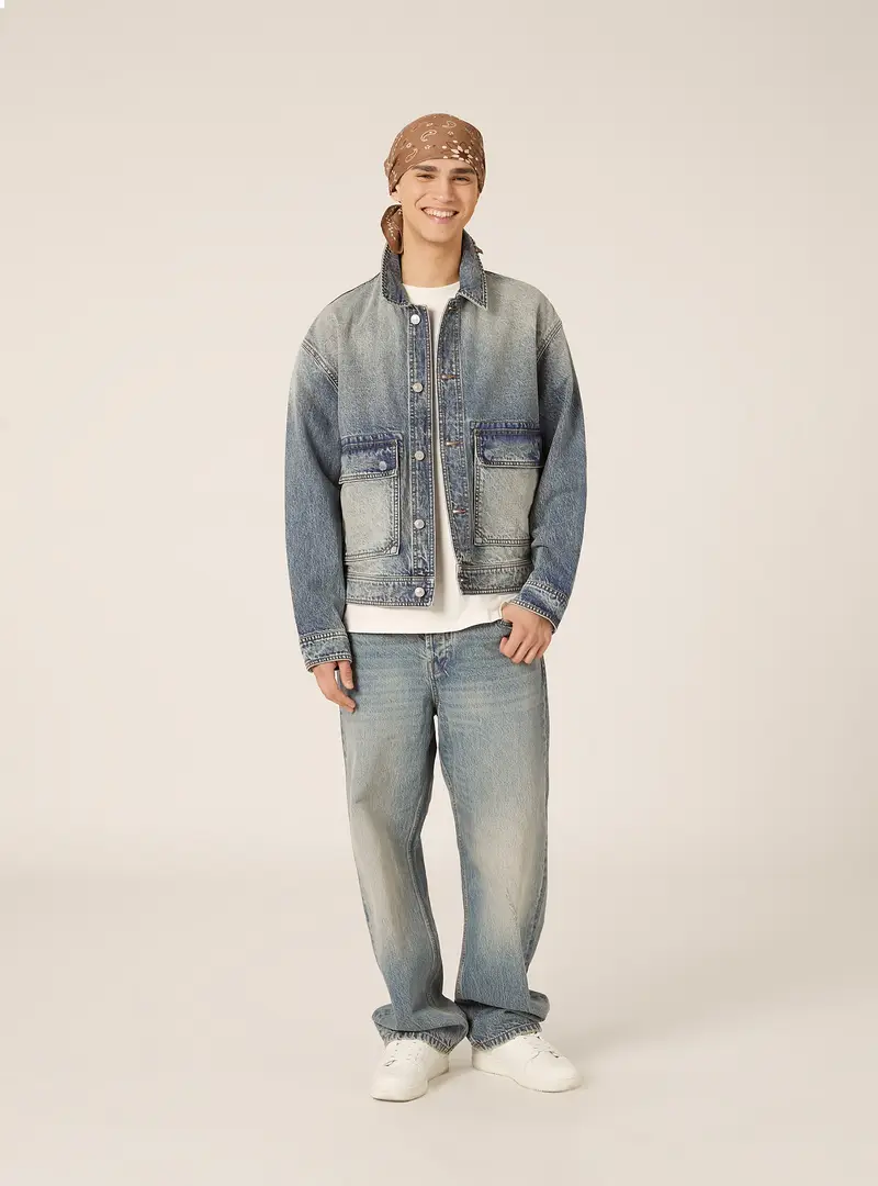 Giubbino in denim dirt garage wash D007 BLUE