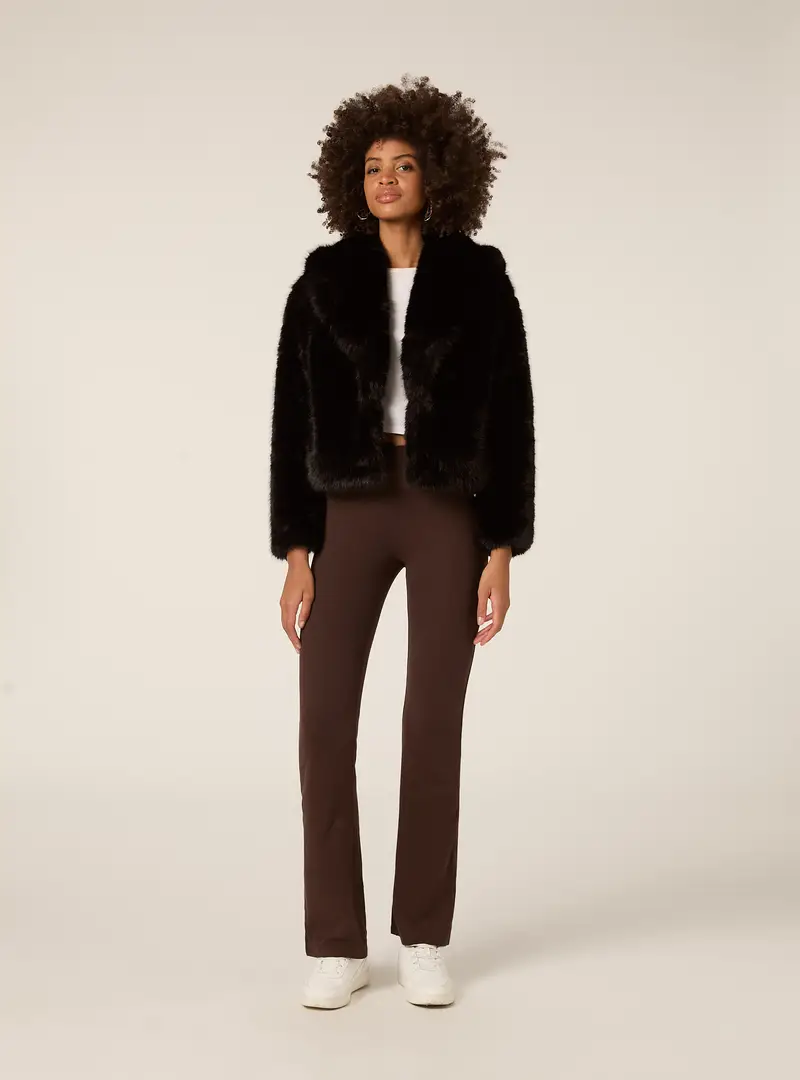 Giubbotto corto in pelliccia sintetica BK1 BLACK