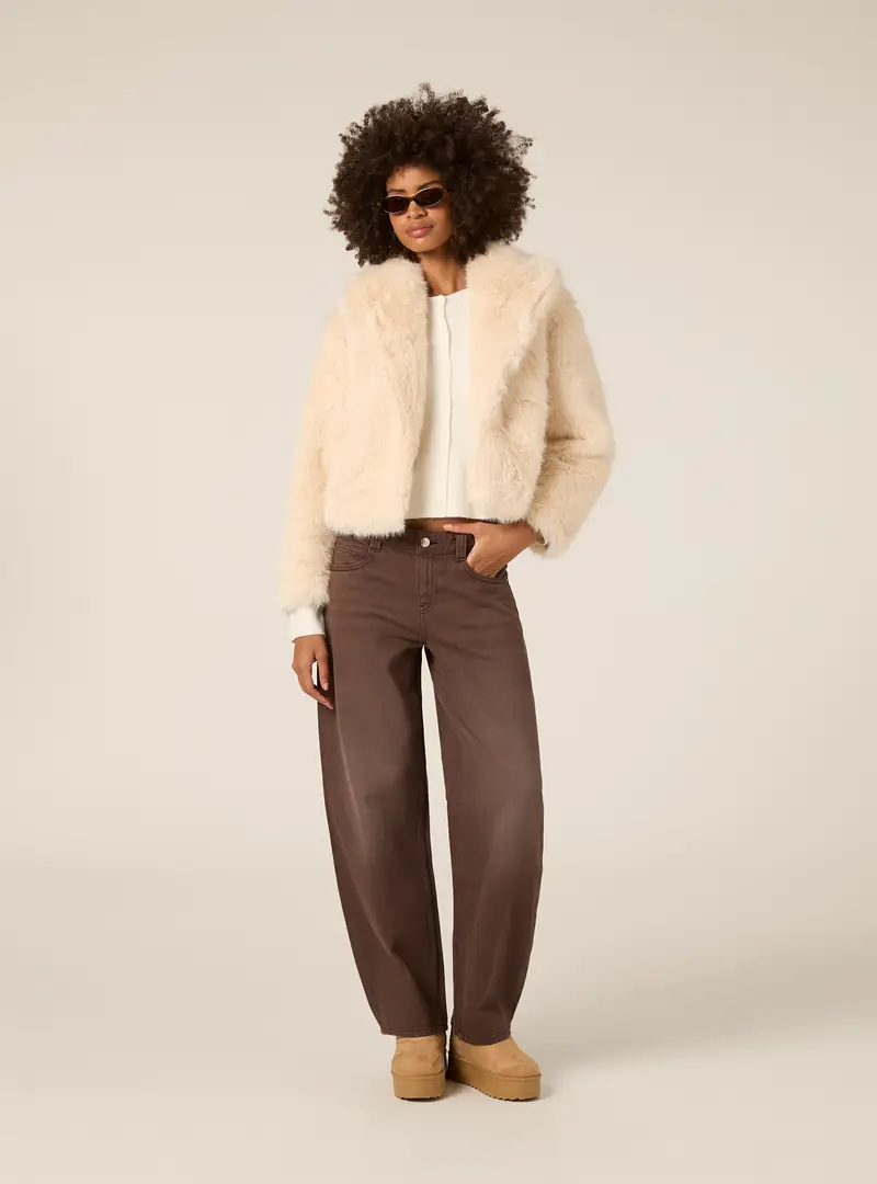 Giubbotto corto in pelliccia sintetica WH1 WHITE