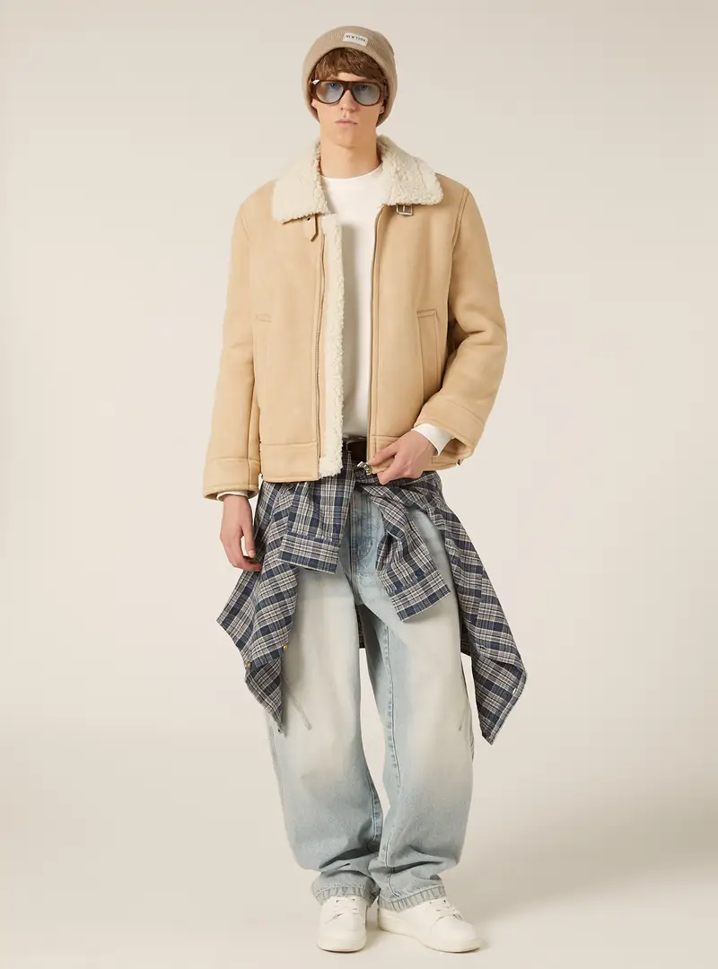 Giubbotto effetto camoscio interno in sherpa BG3 BEIGE