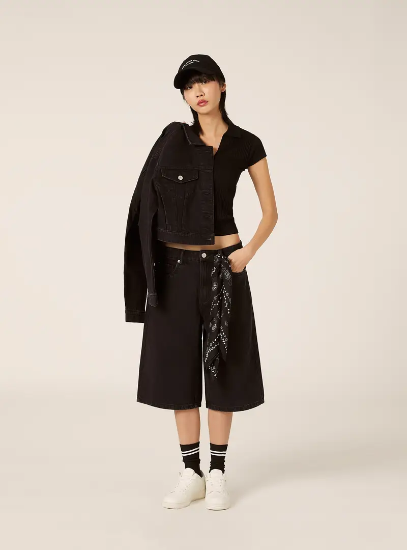 Giubbotto in denim colorato BK1 BLACK