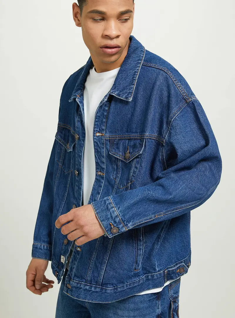 Giubbotto in denim oversize D001 BLUE