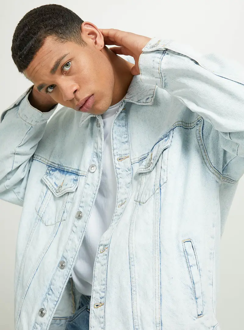 Giubbotto in denim oversize D007 BLUE