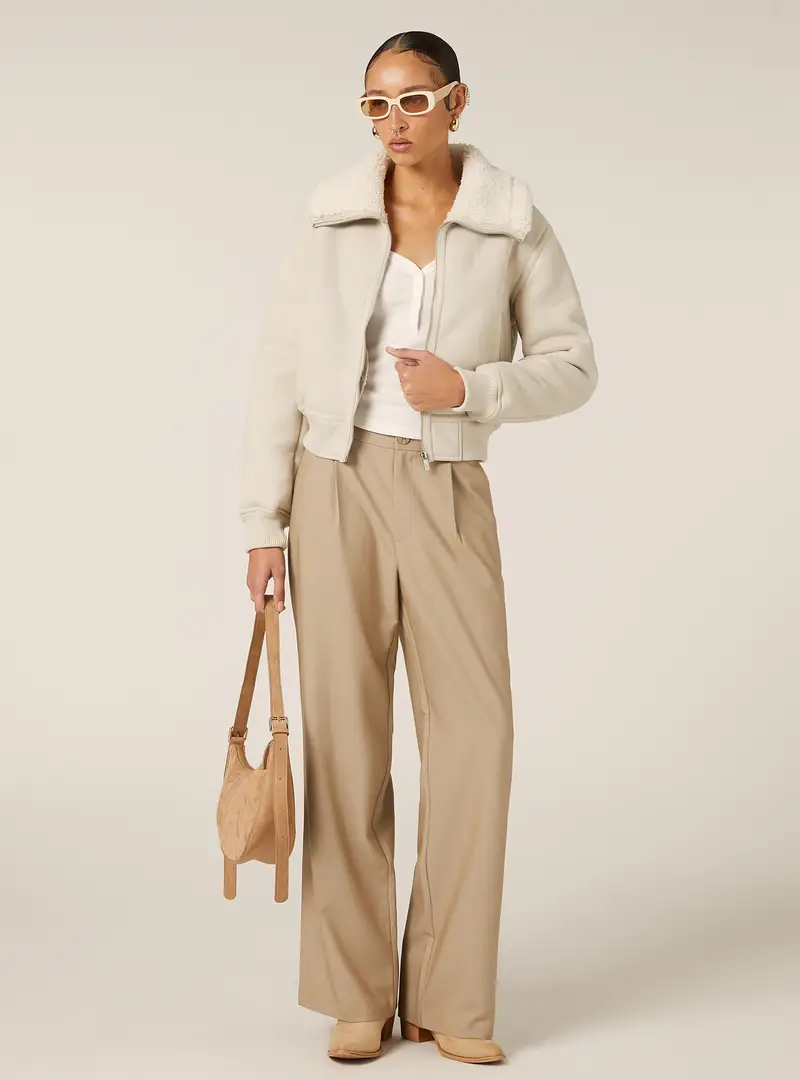 Giubbotto montone effetto camoscio