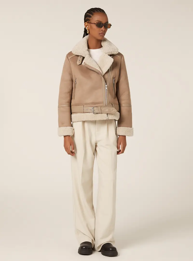 Giubbotto montone effetto camoscio