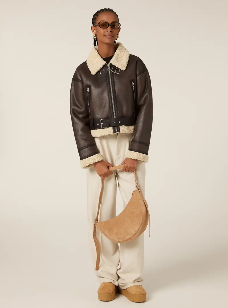 Giubbotto montone effetto pelle BR1 BROWN