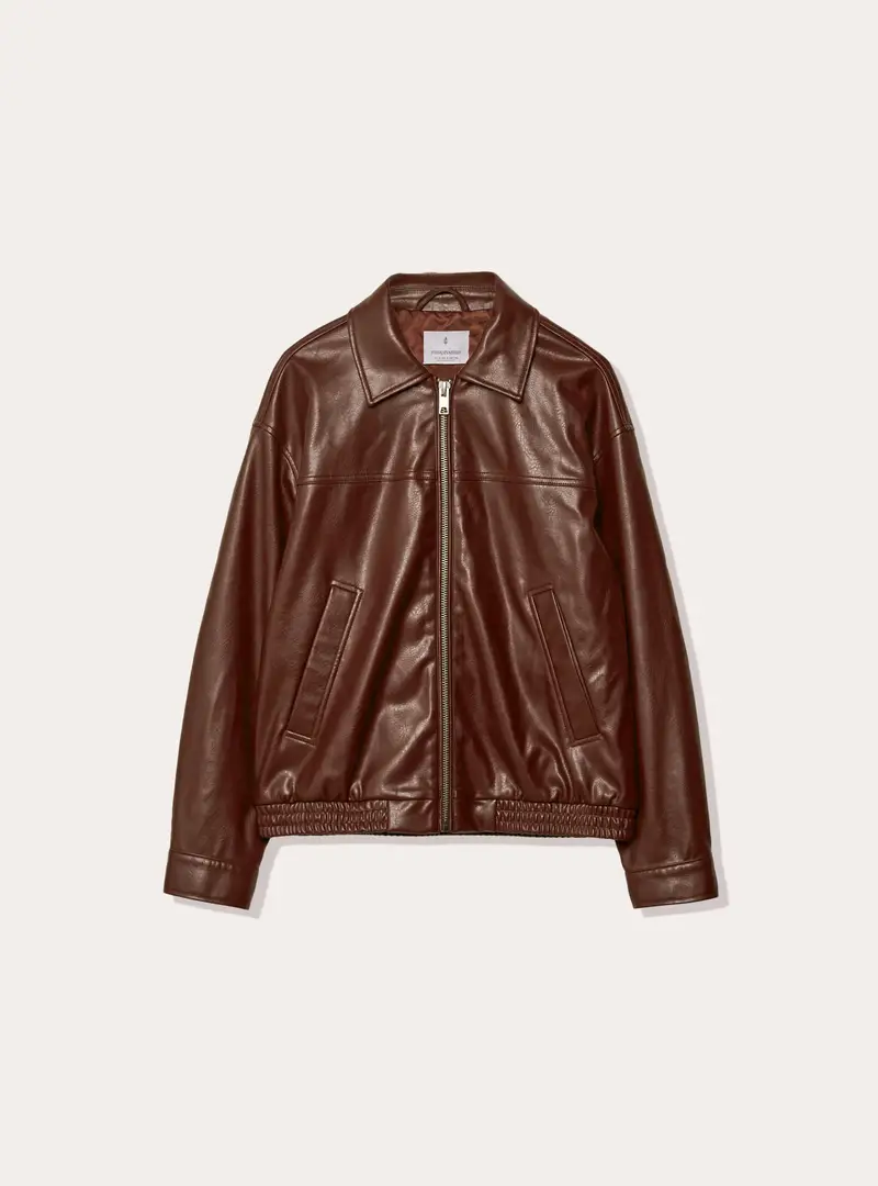 Giubbotto oversize effetto pelle