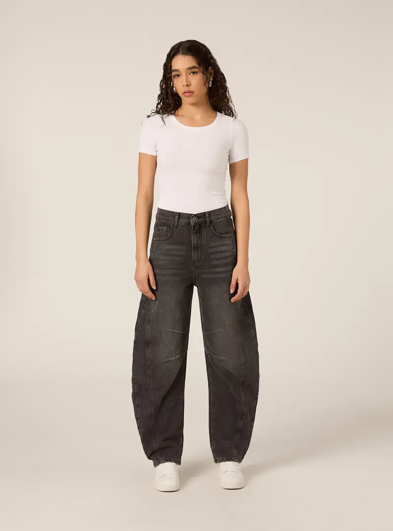 Jeans balloon con tagli ginocchio D00G GREY