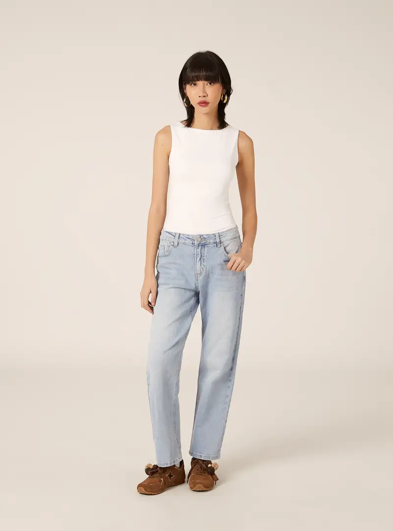 Jeans straight fit con fiocchi D006 BLUE