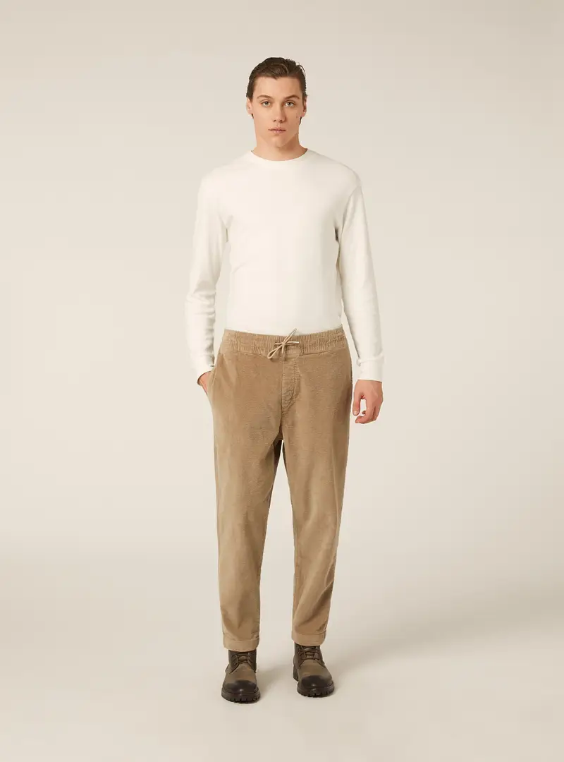 Jogger in velluto a coste con coulisse in vita BG3 BEIGE