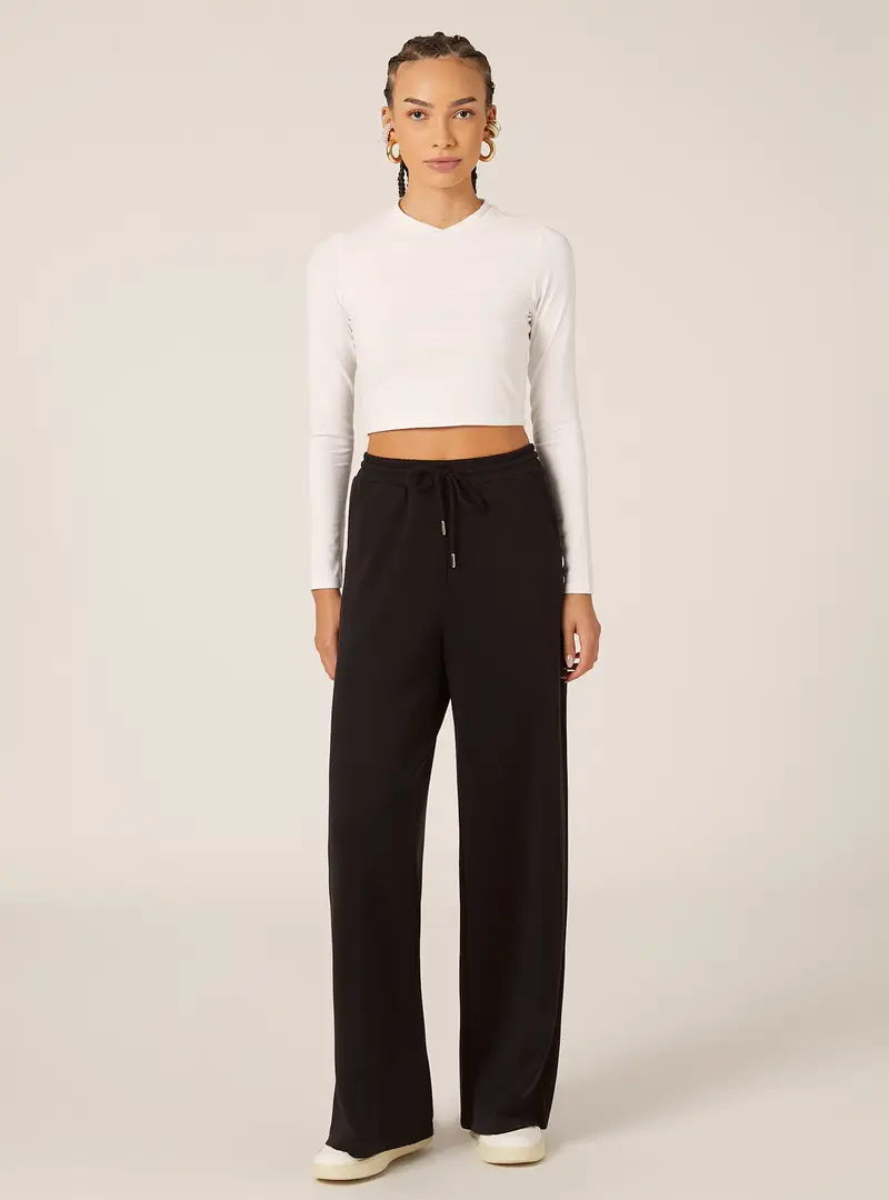 Jogger wide leg soft touch BK1 BLACK