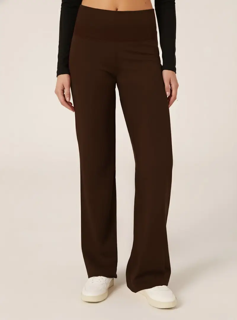 Leggins flare con risvolto in vita