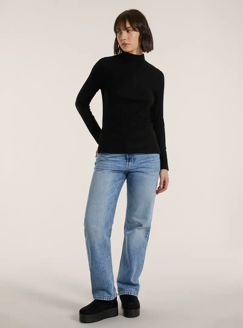 Maglia collo alto a coste BK1 BLACK