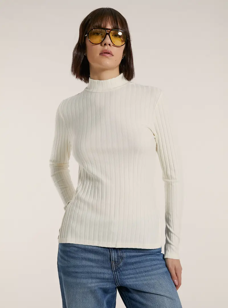 Maglia collo alto a coste WH1 WHITE