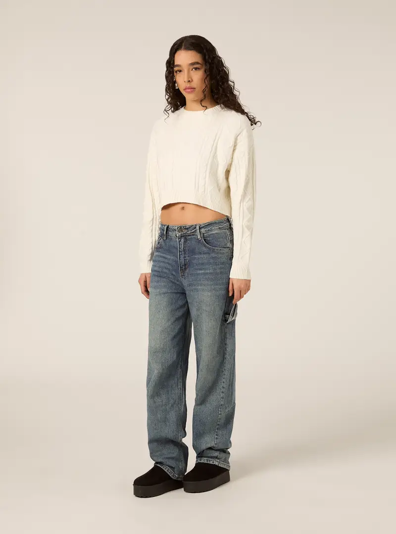 Maglia con collo rotondo a trecce WH2 WHITE