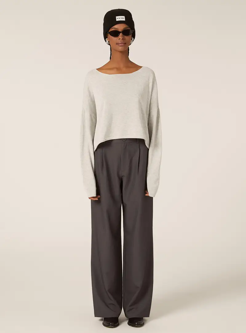 Maglia con scollo a barca in morbido cotone MGY3 GREY