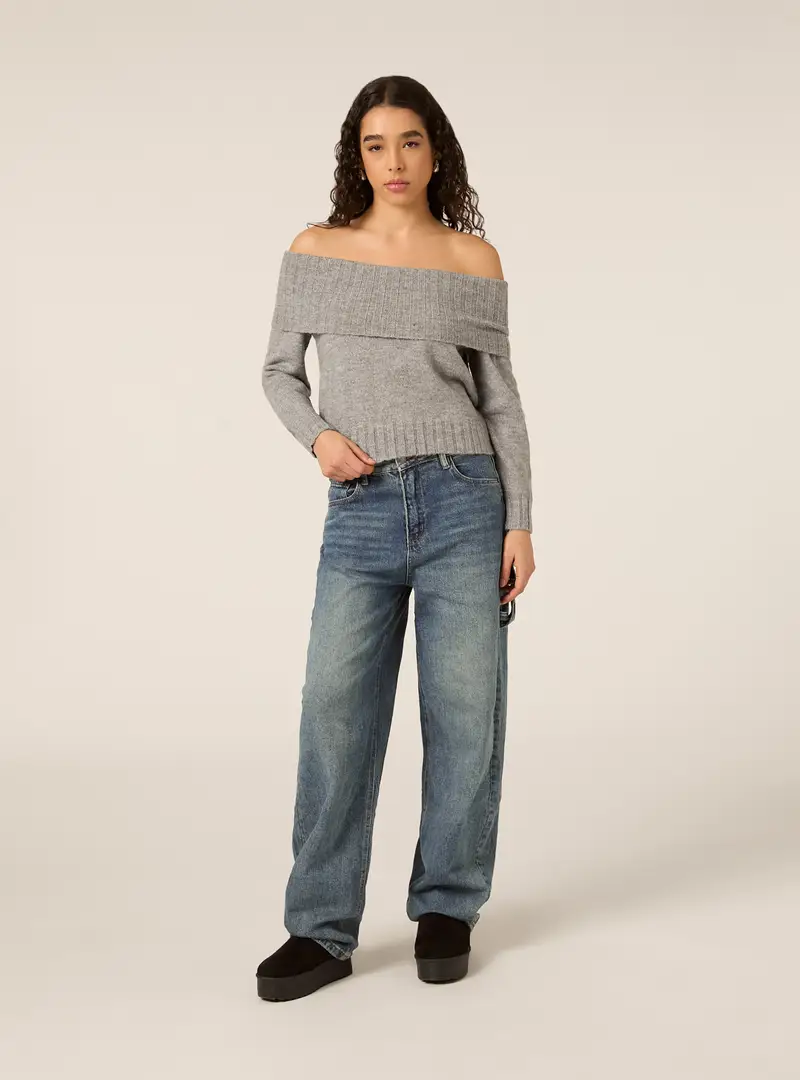 Maglia con spalle scoperte bardot MGY2 GREY