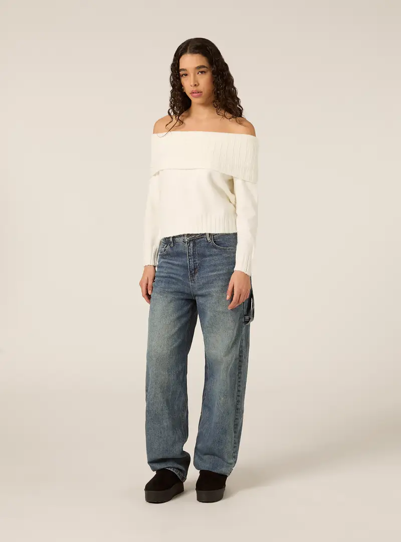 Maglia con spalle scoperte bardot WH2 WHITE