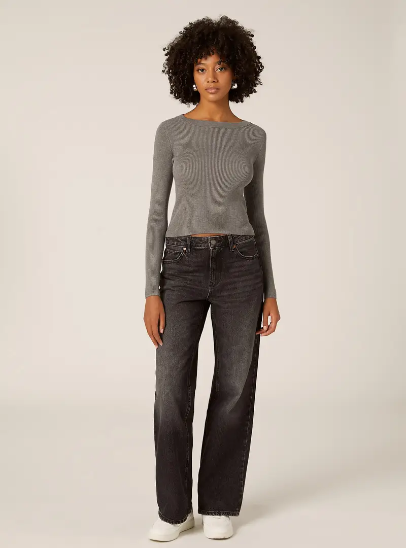 Maglia girocollo a coste MGY1 GREY