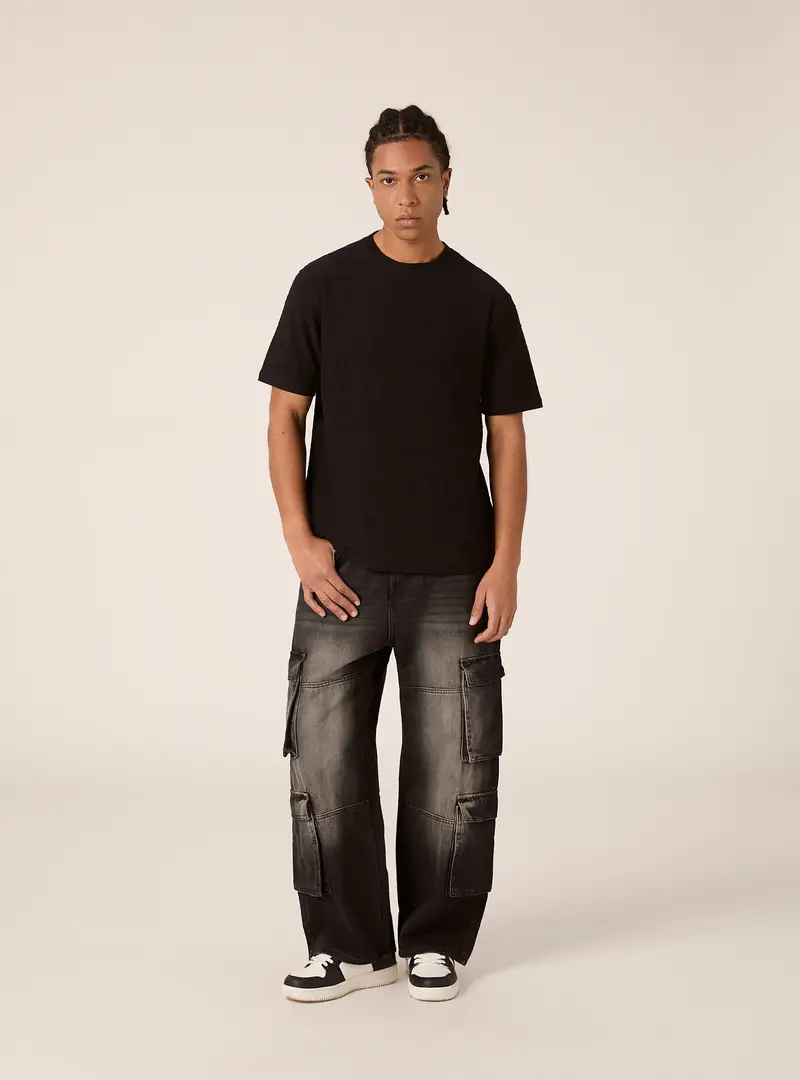 Maglietta a maniche corte con texture BK1 BLACK