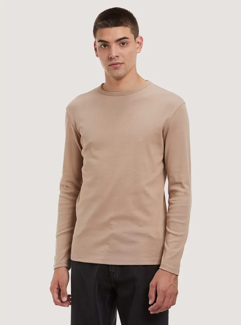Maglietta a maniche lunghe in cotone C5528 BEIGE