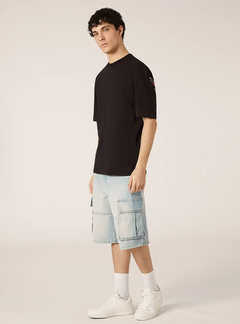 Maglietta boxy fit con stampa POP STATEMENT BK1 BLACK