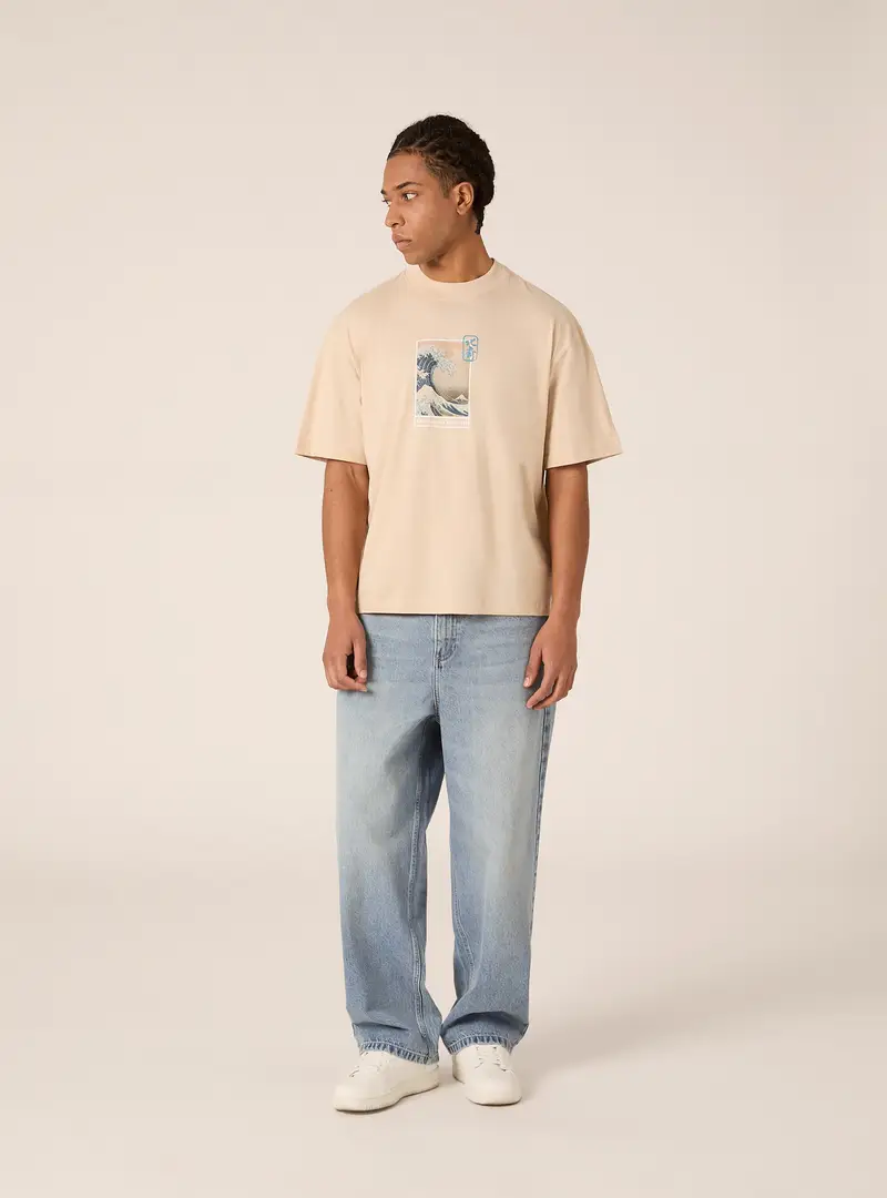 Maglietta boxy fit Katsushika Hokusai / Alcott BG3 BEIGE