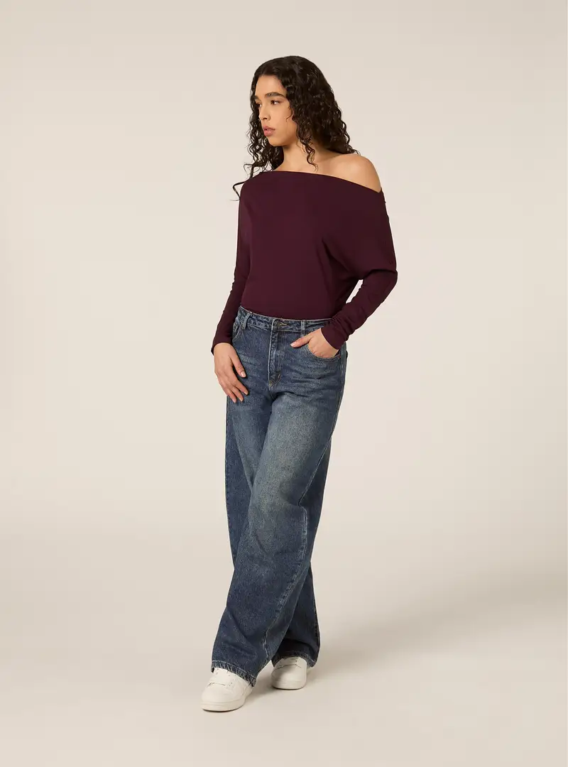 Alcott Maglietta scollo asimmetrico bordeaux