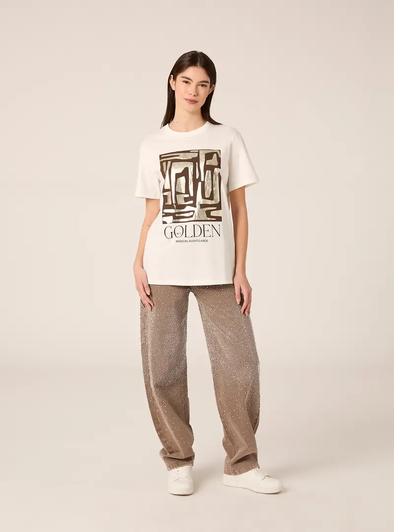 Maglietta con stampa laminata WH2 WHITE