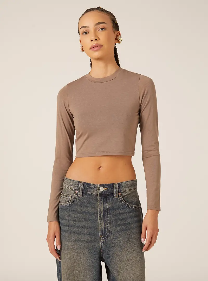 Maglietta cropped a maniche lunghe