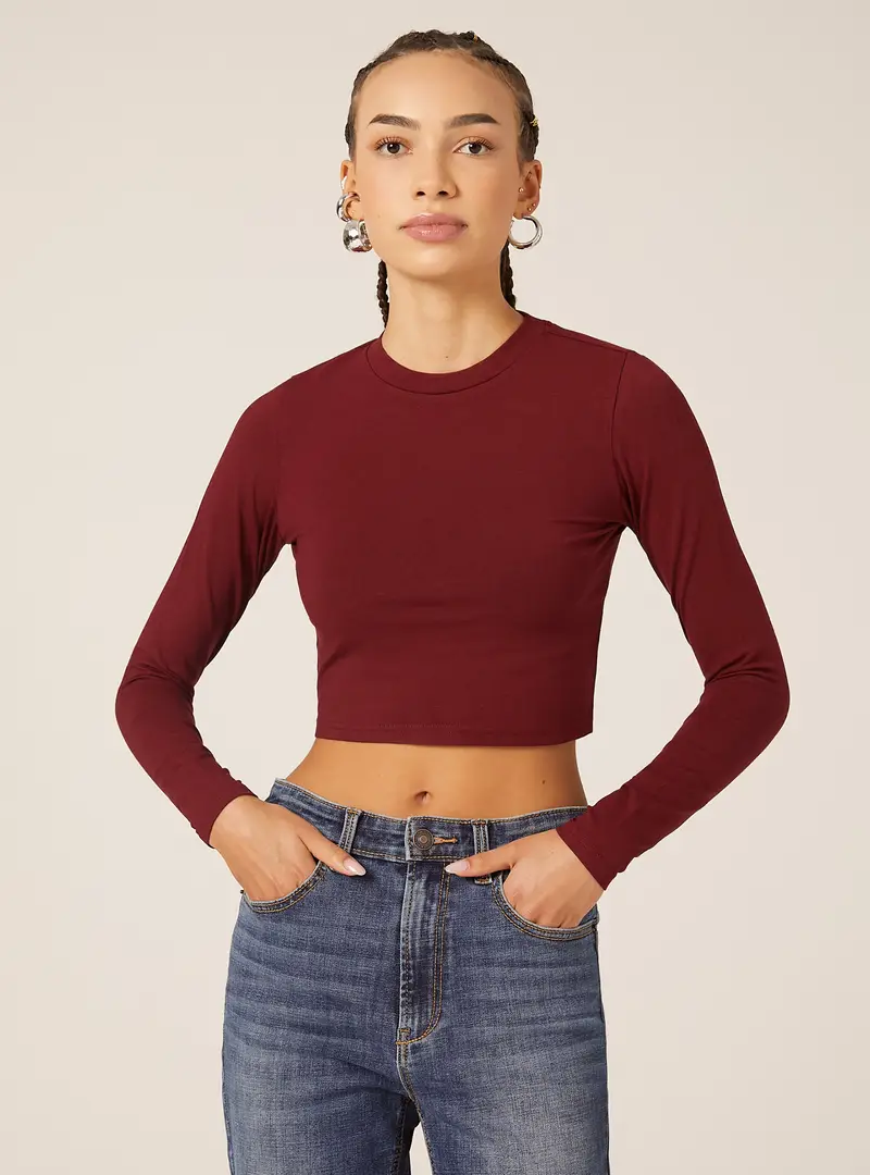 Maglietta cropped a maniche lunghe