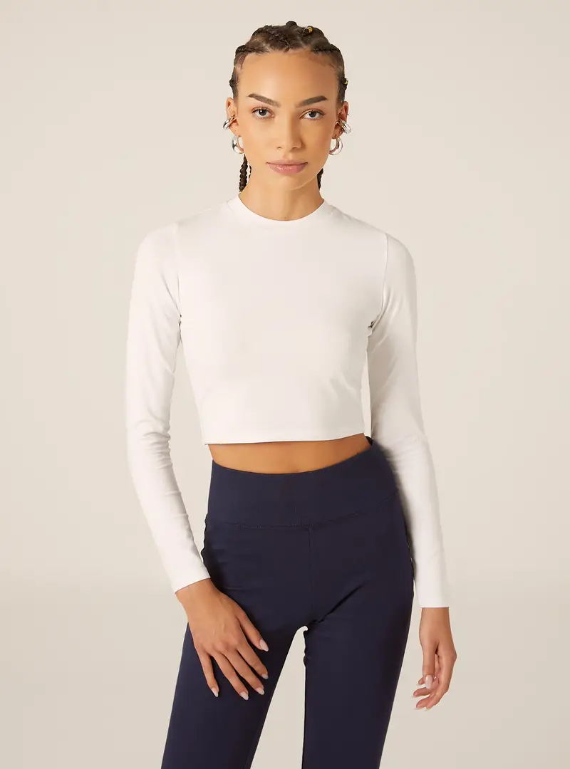 Maglietta cropped a maniche lunghe WH2 WHITE