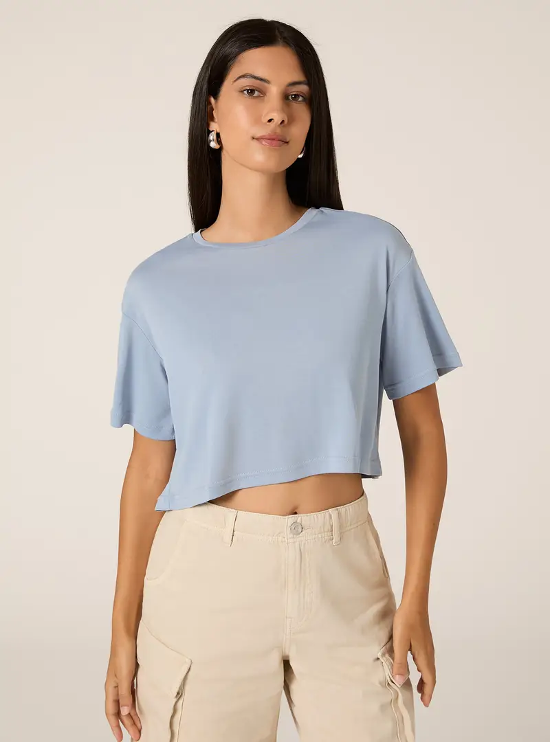 Maglietta cropped soft touch AZ3 AZURE