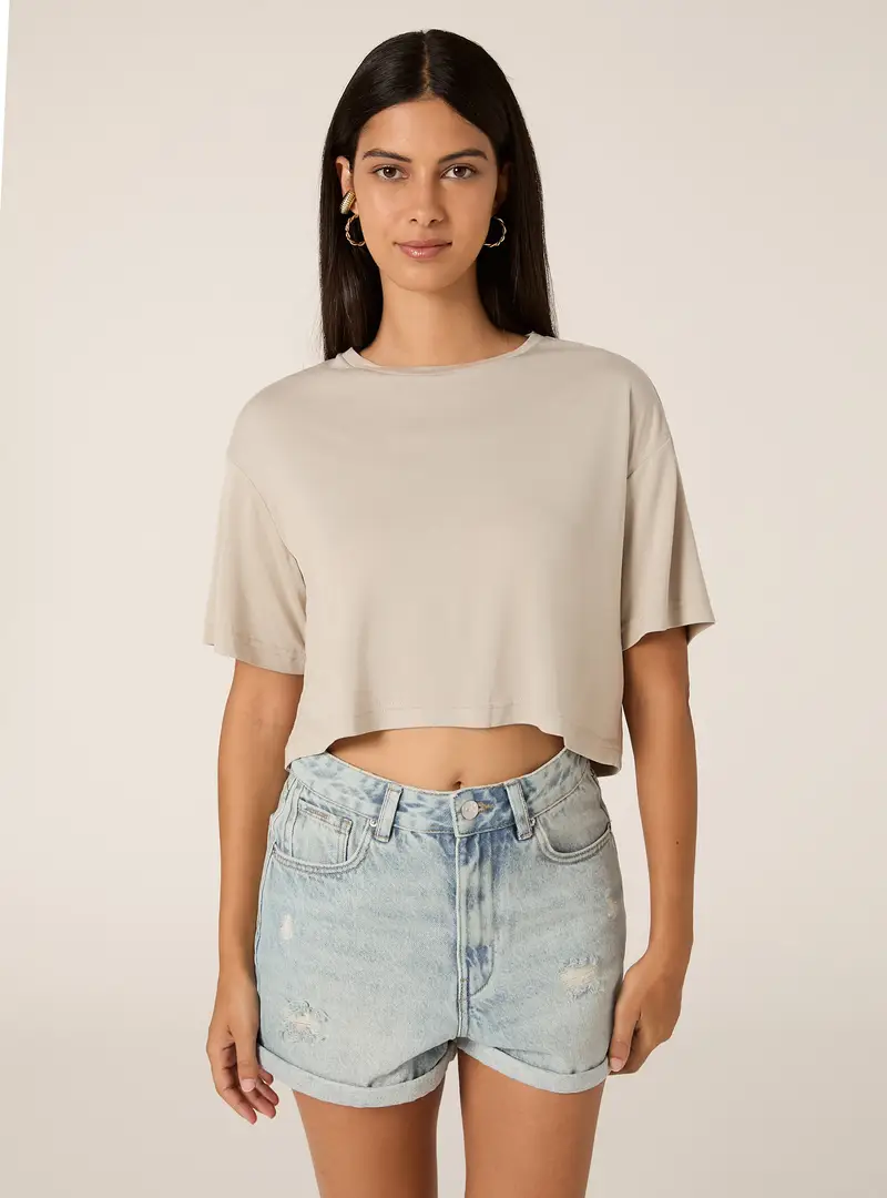 Maglietta cropped soft touch BG2 BEIGE