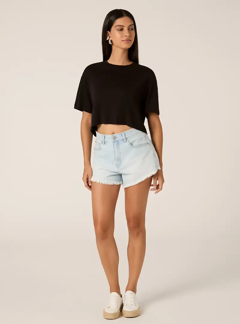 Maglietta cropped soft touch BK1 BLACK