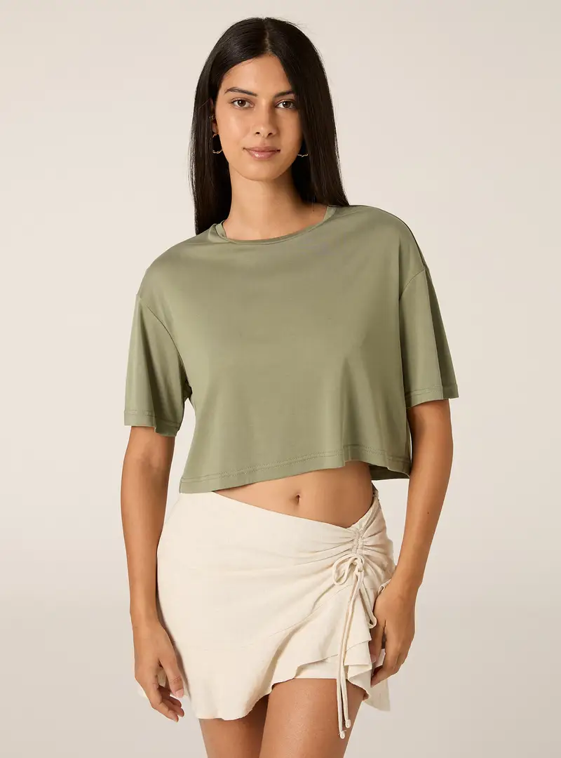 Maglietta cropped soft touch KY2 GREEN