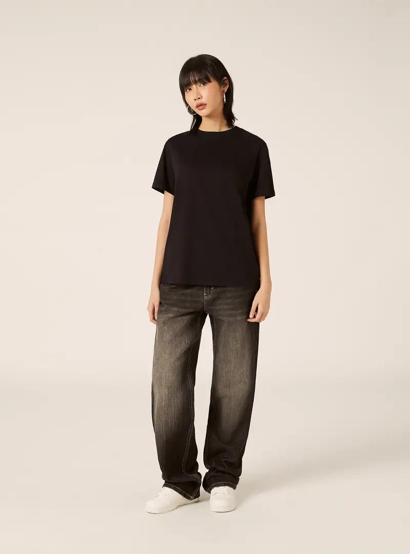 Maglietta girocollo in cotone BK1 BLACK